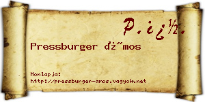 Pressburger Ámos névjegykártya